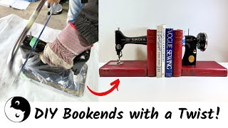 DIY Bookends with a Unique Twist How to Repurpose Old Sewing Machines and Books [upl. by Alisen]