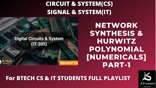 Numerical Based on Hurwitz Polynomial  Network Synthesis  Circuit amp System  Lect 24 [upl. by Karil606]