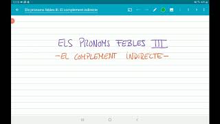 Els pronoms febles III El complement indirecte [upl. by Englis]