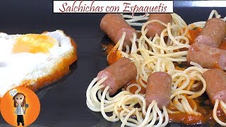 Salchichas con Espaguetis  Receta de Cocina en Familia [upl. by Araes]