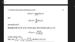 7 Metric spacesDistance between two sets and Diameter of a set [upl. by Connors]