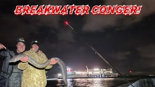 Holyhead breakwater CONGER ON Shore fishing uk MUST WATCH [upl. by Airotnahs]