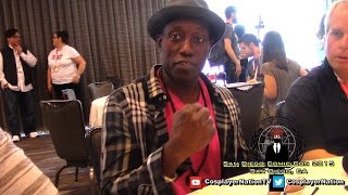 Wesley Snipes on Blade Cosplay Marvel  NBCs The Player SDCC 2015 by Cosplayer Nation [upl. by Irrabaj]