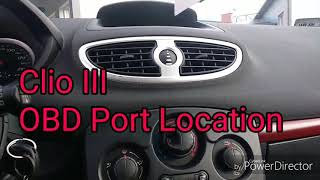 Renault Clio III OBD Port Location lokalizacja portu [upl. by Felten704]