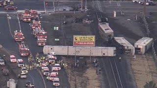 Dozens hurt after California commuter train collides with truck [upl. by Artekal]