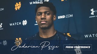 RB Jadarian Price on Notre Dame Transition Confidence amp Deland McCullough [upl. by Normalie776]