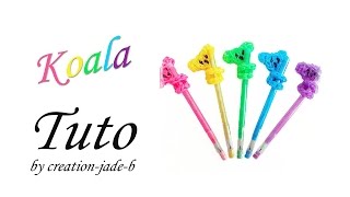 Tuto Rainbow Loom  Embout de crayon Koala [upl. by Wennerholn]