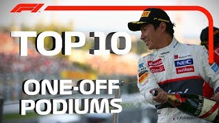 Top 10 OneOff Podiums in F1 [upl. by Leonanie910]