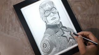 DRAWING REALISTIC CAPTAIN AMERICA WITH PENCIL  SHADING CAPTAIN AMERICA [upl. by Romaine]