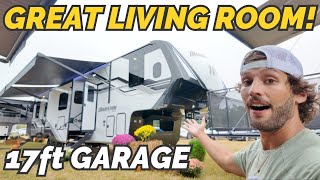 THIS RV IS HUGE OVER 47ft 🤯 NEW 2025 Grand Design Momentum 392M toy hauler [upl. by Anaes907]