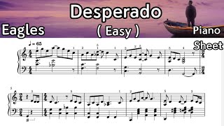 Desperado Easy Piano Sheet Music  Eagles By Sangheart Play [upl. by Rusel68]