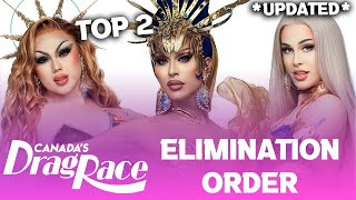 Canadas Drag Race S4 UPDATED Elimination Order amp TOP 2  Spoilers [upl. by Nnayhs]