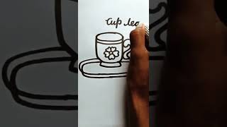 Cup tea ☕ sketch  Step by step cup tea 🍵 sketch art morning morningheadlines [upl. by Nemajneb]