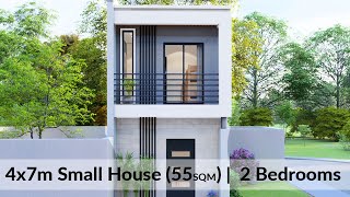 4x7 Meters Two Storey Small House Design  2 Bedrooms [upl. by Vashtia]