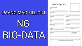 HOW TO FILL OUT BIO DATA  PAANO MAG FILL OUT NG BIO DATA  FILL UP BIODATA [upl. by Sunderland]