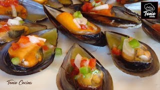 Mejillones al vapor  Mejillones en salsa Vinagreta  Receta Aperitivo fácil [upl. by Merrel]