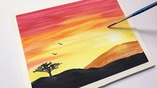 Easy Watercolor Sunset Tutorial for Beginners Step By Step [upl. by The]