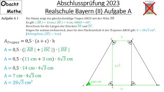 Abschlussprüfung Mathe 2023 Realschule Bayern Gruppe 23  Aufgabe A vorgerechnet  kein TR [upl. by Atirahs306]