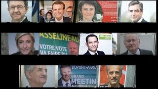 Affiches des 11 Candidats aux Elections Présidentielles en France  avril 2017 [upl. by Hayyifas]