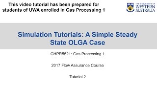 OLGA Tutorial 2  A Simple Steady State OLGA Case [upl. by Finkelstein]