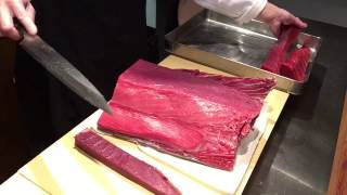 How to cut tuna for sushi and sashimi no 2 [upl. by Mikkel]