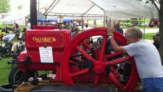 Starting 16hp Galloway hit miss antique gasoline engine [upl. by Riccio]