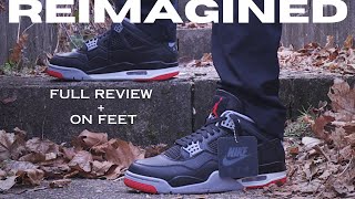 Air Jordan 4 Bred quotReimaginedquot Full Review  On Feet [upl. by Aicertal787]