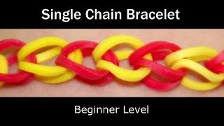 How to make a Rubber Band Single Chain Bracelet  Easy Level [upl. by Frodi]