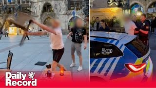 Euro 2024 Fight breaks out in Munich ahead of Scotlands opener against Germany on Friday [upl. by Aerdnaxela]