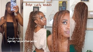 How To Curl The Ends Of Braids For Goddess Braids Boho Knotless BoxBraids [upl. by Gonta]