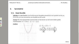 Grafisch onderzoek van functies Symmetrie even en oneven functies les 5 [upl. by Ahsikel]