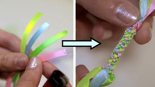 Comment faire un SCOUBIDOU ROND avec 4 RUBANS de SATIN  Tutoriel d’un Bracelet Torsadé [upl. by Kenleigh]