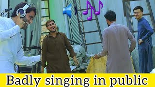 Singing Badly in Public Place Funny Prank mardanprank viralprank funnyvideo [upl. by Anav]