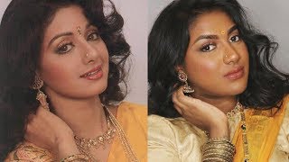 SRIDEVI INSPIRED MAKEUP TUTORIAL  INDIAN  TAMIL GRWM [upl. by Asilrahc]