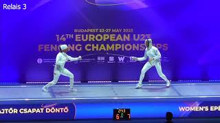 Budapest 2023 Cht dEurope par équipes épée dames Finale Pologne France U23 [upl. by Dhiren]