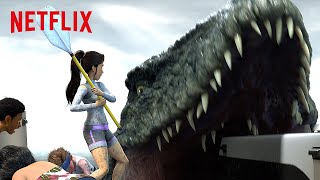 Face to Face with a Mosasaurus 🌊 Jurassic World Camp Cretaceous  Netflix After School [upl. by Gonsalve]