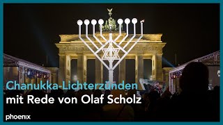 Zentrales ChanukkaLichterzünden mit Rede von Bundeskanzler Olaf Scholz [upl. by Haeckel]