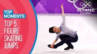 Top HistoryMaking Figure Skating Jumps at the Olympics  Top Moments [upl. by Yatnuahs]