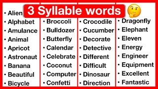 3 Syllable Word List 🤔  Syllables in English  Types of Syllables  Learn with examples [upl. by Popele]