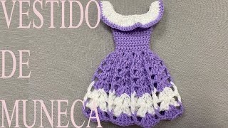 PASO A PASO PARA TEJER VESTIDO DE MUNECA A CROCHET [upl. by Cristobal]