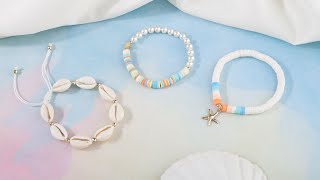 DIY Easy Stylish Summer Bracelet Tutorial Cowrie Shell Heishi Bead Half Pearl  Kissitty Jewelry [upl. by Pearl]