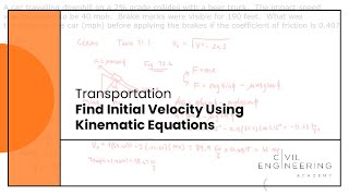 TransportationFind Initial Velocity Using Kinematic Equations [upl. by Zinck]