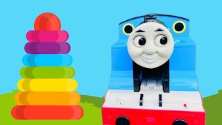 THOMAS THE TRAIN Toys Giant Stacking Rings Miniature Glow In The Dark and Wobble Trains Compilation [upl. by Atirb]