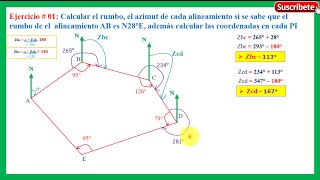 Ejem01 Rumbo Azimut y Coordenadas 23Cálculo del AZIMUT [upl. by Cassady899]