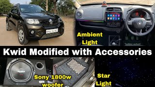 Renault Kwid Modified Rollsroyce Light Android System 1800w Sony Woofer Leather Seat cover [upl. by Zetnas]