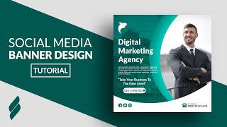 How to Design a Digital Marketing Social Media Banner in Photoshop  Adobe Photoshop Tutorial [upl. by Rydder]