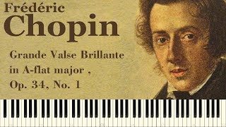 ♪ Frédéric Chopin Grande Valse Brillante in Aflat major  Op 34 No 1  Piano Tutorial [upl. by Barron808]