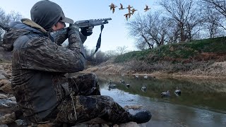 Duck Hunting A TINY Creek  MIXED BAG In Frigid Temps [upl. by Anovad]