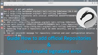 How to add official repositories amp resolve invalid Signature error in Kali Linux [upl. by Tome]