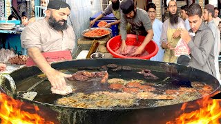 EXTREME PAKISTANI STREET FOOD  ULTIMATE PESHWARI CHAPLI KEBABS MAKING AND RECIPE  MUTTON KEBAB [upl. by Marrilee766]